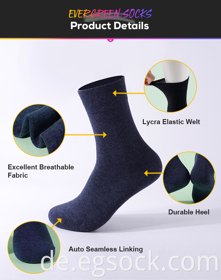 Men Plain Crew 98% Cotton Socks